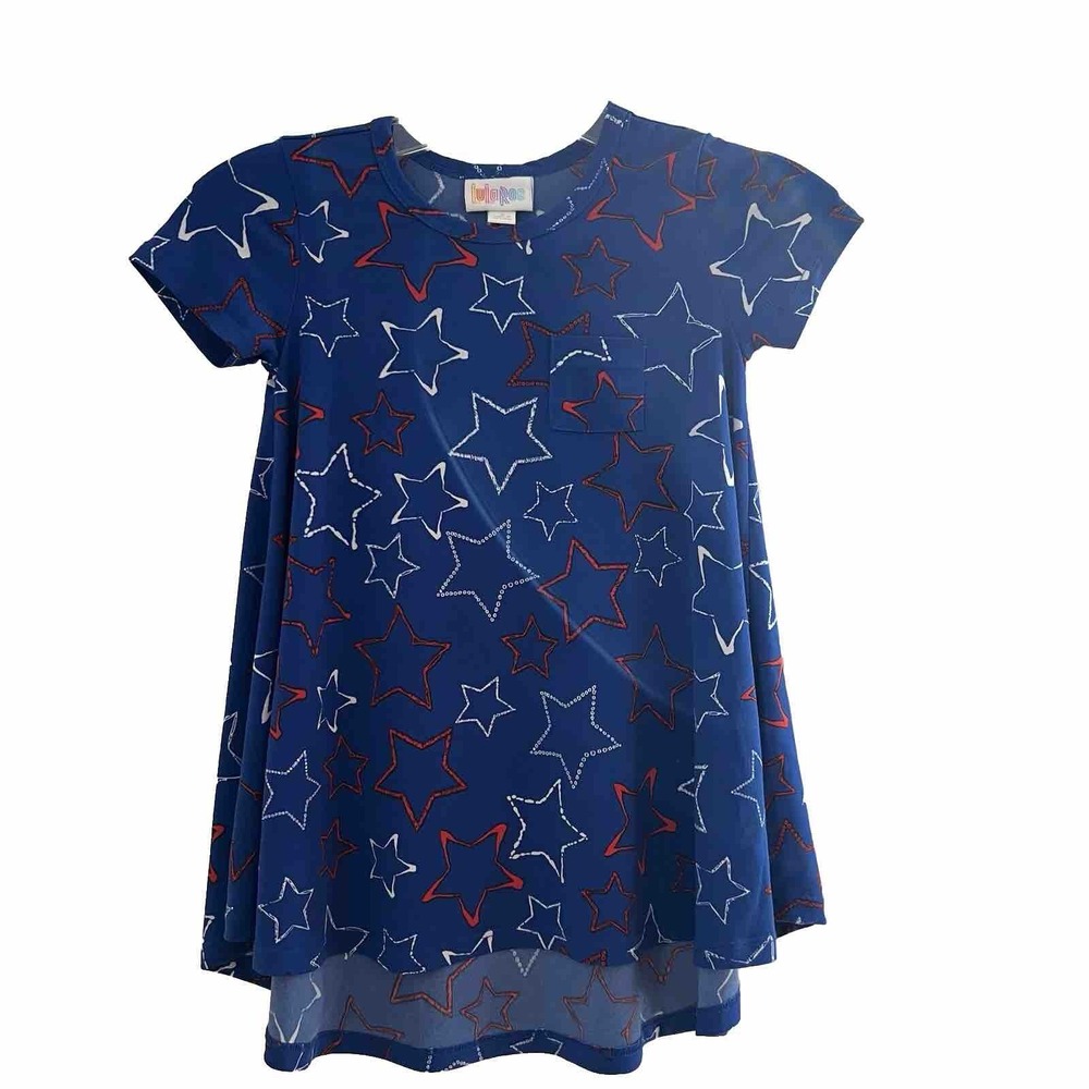 Lularoe Scarlett Girls 4th of July Stars Dress Size 2 Red White Blue America